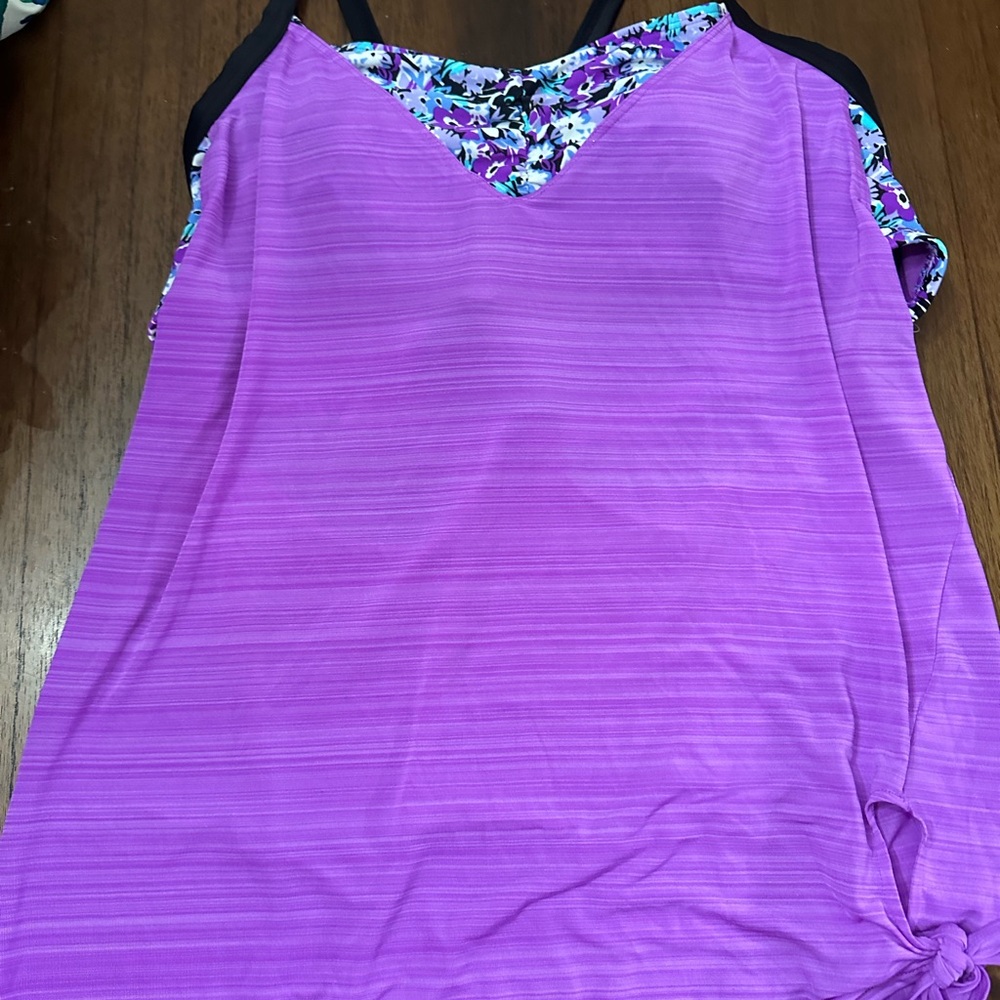 ZeroXposur Purple and Black Swim Coverup with Textured Design